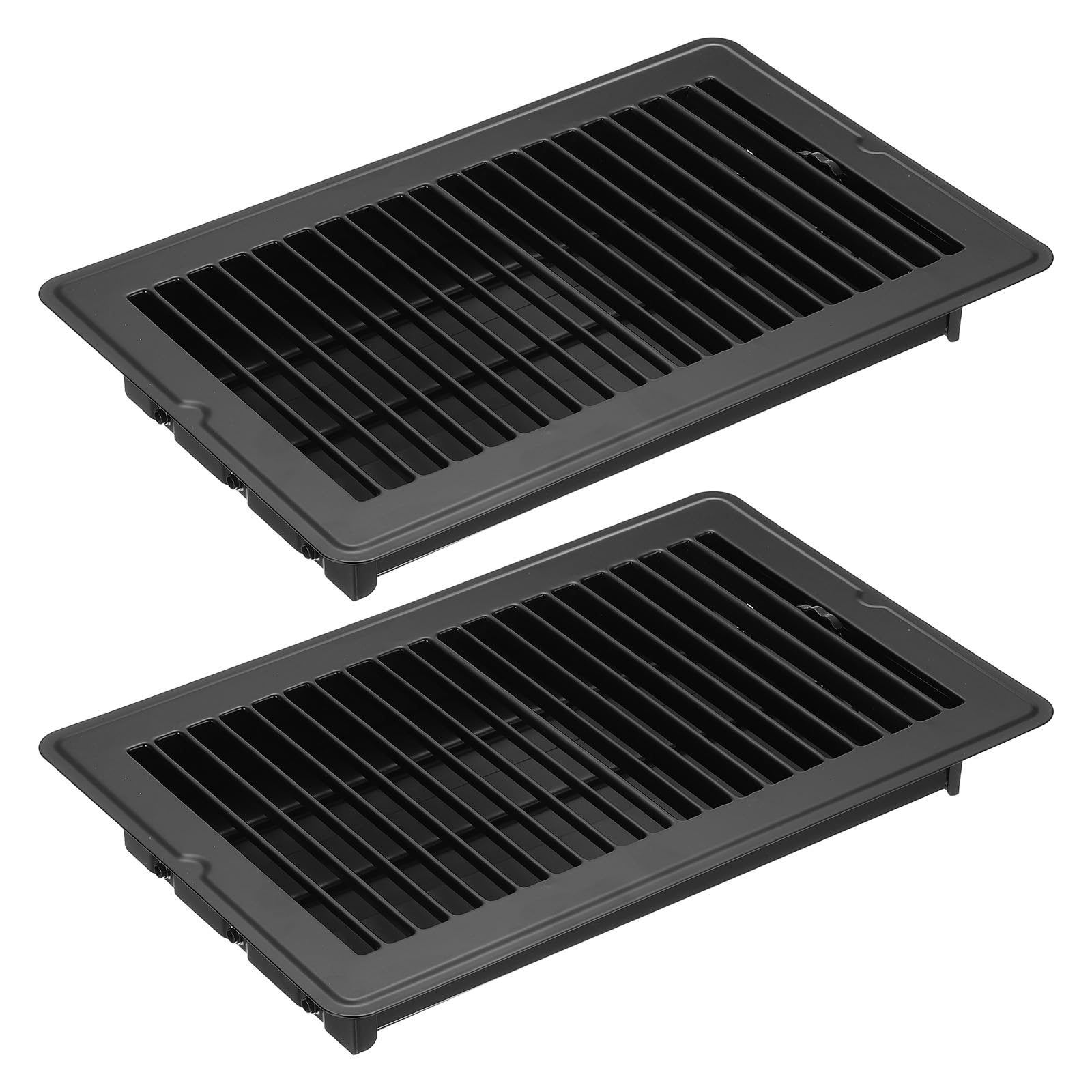 PATIKIL 10 x 6 Inch Floor Register, 2pcs Heavy Duty Air Vent Cover Steel Adjustable Decor Vents Easy Adjust Floor Grates for Sidewall Home Office, Black