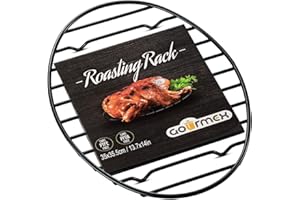 GOURMEX Black Oval Roasting Rack with Integrated Feet | Kitchen Rack with Non-Stick Coating, PTFE Free | Oven and Dishwasher 