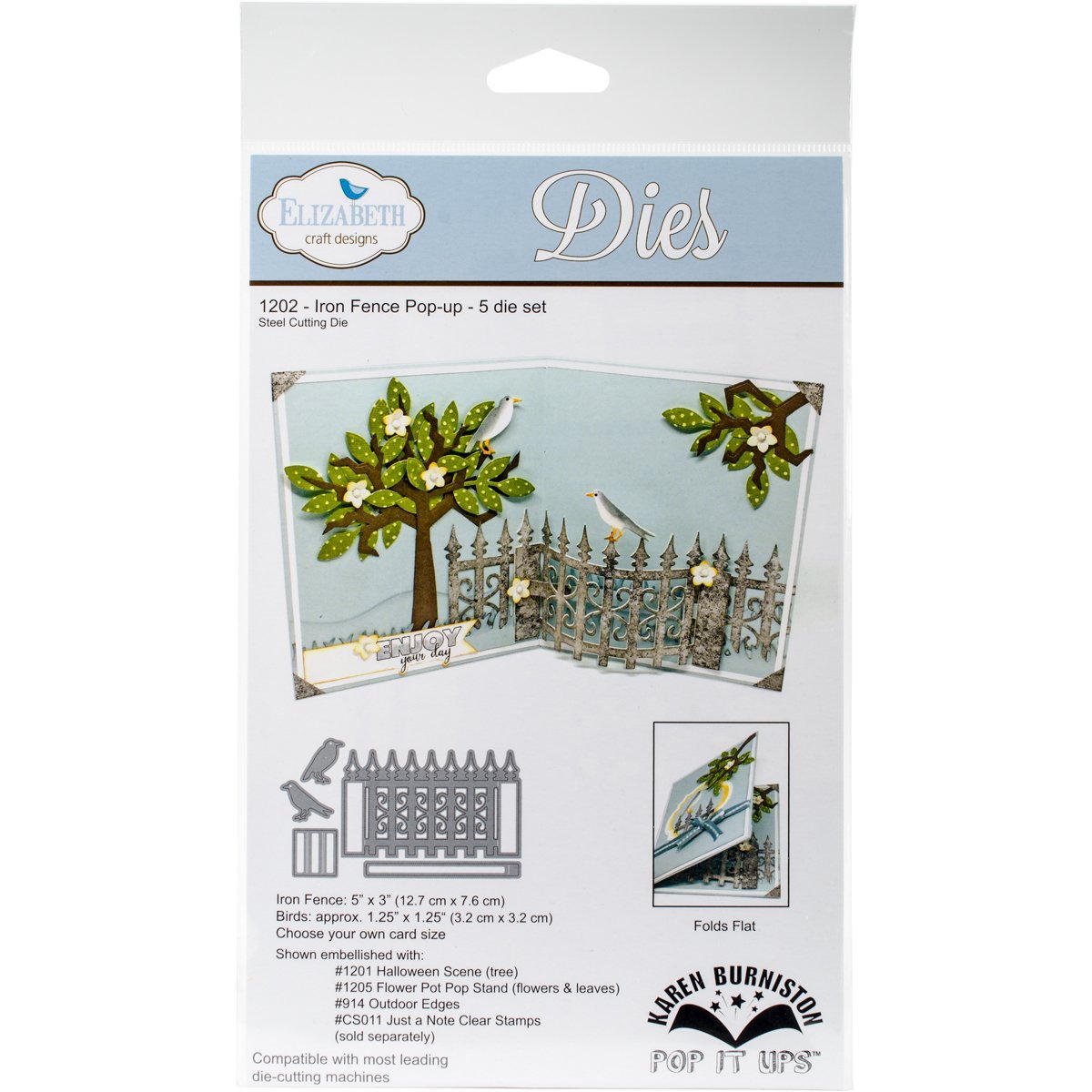 Elizabeth Craft Designs Iron Fence Pop-up Die Set, Metal, Grey, 25.7 x 14.4 x 0.2 cm