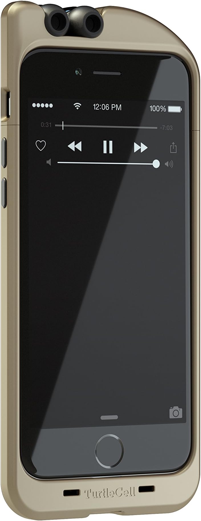 TurtleCell Retractable Headphone Case for iPhone 6 - Retail Packaging - Gold