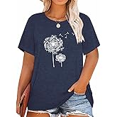 HDLTE Plus Size Womens Country Shirts Funny Western Graphic Tees Short Sleeve Flower Tops Blouses Casual Summer T-Shirt