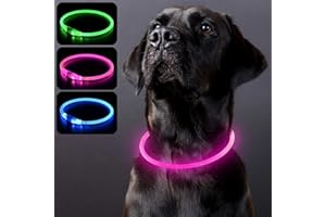 PZRLit LED Light Up Dog Collars USB Rechargeable Waterproof, Adjustable TPU Cuttable Glow Dark Lighted Dog Collar for Small M