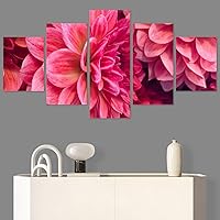 SIGNWIN 5 Panel Canvas Wall Art Pink Petals for Home Decorations Ready to Hang - 60
