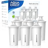 AQUA CREST Filter Replacement for Brita&reg; Water Pitcher &amp; Dispenser, 6 Pack | Compatible with Brita&reg; Pitchers and Dispensers, OB03, Mavea&reg; 107007 and More, NSF Certified, 1 Year Filter Supply, BPA-Free