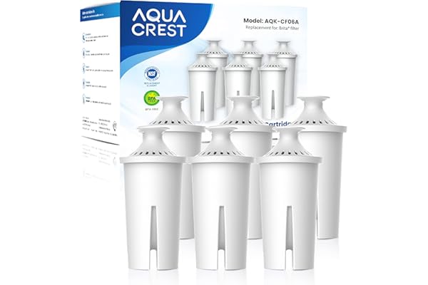 AQUA CREST Replacement for Brita® Water Filter, Pitchers and Dispensers, Classic OB03, Mavea® 107007, and More, NSF Certified Pitcher Water Filter, 1 Year Filter Supply, 6 Count