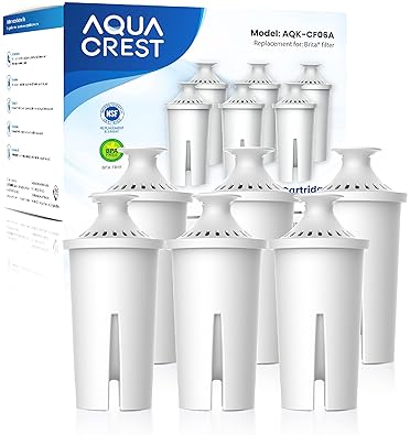 Kitchen & Dining - AQUA CREST Replacement for Brita® Filter, Brita® Water Pitchers and Dispensers, Classic OB03, Mavea® 107007, and More, NSF Certified Pitcher Water Filter, 1 Year Filter Supply, 6 Count