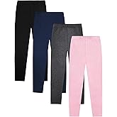 VOGRYE 4 Pack Girls Leggings Thick Cotton Leggings for Kids Full Length Pants Stretchy
