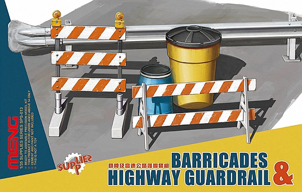 Meng 1:35 Scale Barricades and Highway Guardrail Model Set (Multi-Colour)