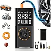 MOLEKSDAL Tire Inflator Portable Air Compressor Cordless, Bike Pump with Digital Dual Values Display, Pressure Gauge 150 PSI, LED Lights, Air Pump for Car, Motorcycle, Bicycle, Balls and More