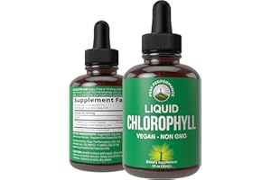 PEAK PERFORMANCE Chlorophyll Liquid Drops - Ultra High Purity, Alcohol Free, Non-GMO, Gluten Free Liquid Chlorophyll Drops Supplement. Take With Water. Internal Deodorant + Skin Care, Immune, and Digestive Support