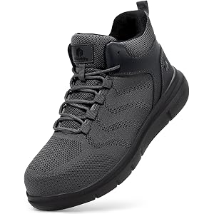 FitVille Extra Wide Work Boots for Men Composite Steel Toe Safety Boots High Top Work Shoes for Men