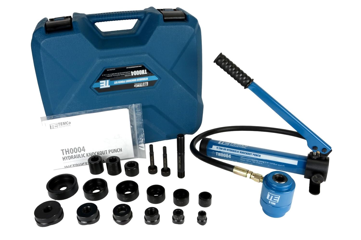 TEMCo Hydraulic Knockout Punch TH0004 - Electrical Conduit Hole Cutter Set KO Tool Kit 5 YEAR WARRANTY