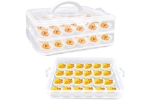 Cmaqpw 2 Layers Deviled Egg Containers with Lid,48 Slots Deviled Eggs Holder with Handle,Plastic Egg Tray,Portable Egg Storage Carrier Platter for Easter,Thanksgiving Day,Party,Picnic