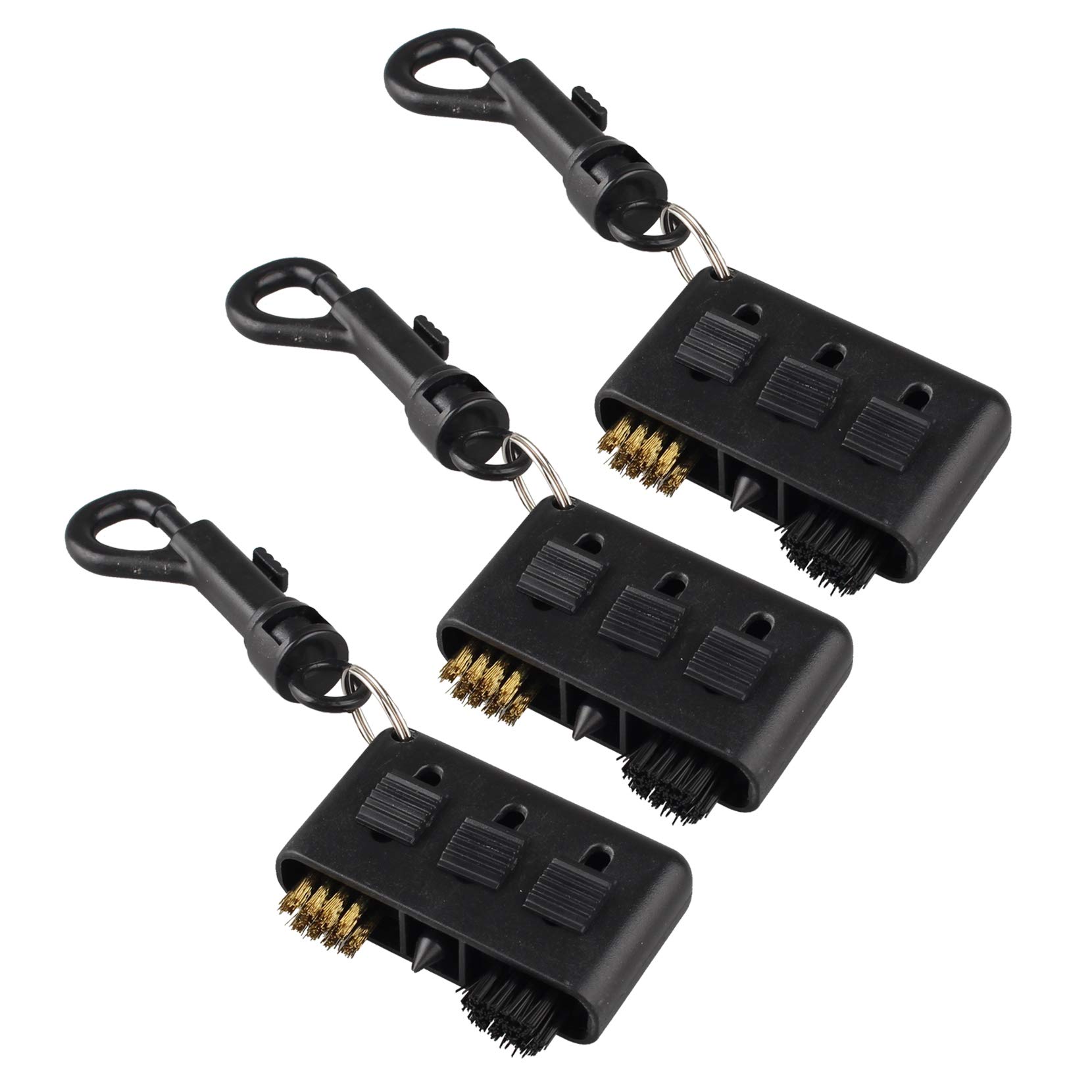 Futheda 3Pcs Golf Club Cleaner Brush Groove Cleaning Tool, 3 in 1 Golf Restorer Sharpener Brush Retractable Accessories with Clip