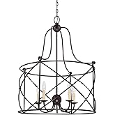 Savoy House 1-4072-5-13 Seneca Farmhouse Rustic Birdcage-like Metal Pendant, 5-Light 300 Total Watts, 32" H x 26" W, English 