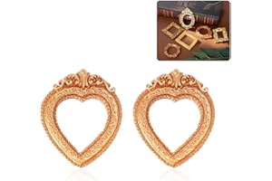 2Pcs Mini Resin Picture Frames, Antique Tiny Gold Frames for Jewelry Display, Vintage Small Picture Frame for DIY Photo Craft