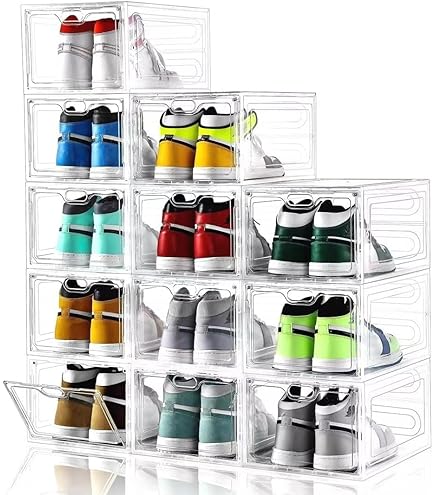 Amazon.com: 12 Pack Thicken & Sturdy Clear Shoe Storage Organizer