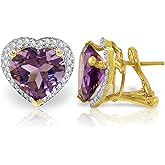 Galaxy Gold GG 6.48 Carat 14K Solid Gold Elizabeth Amethyst Diamond Earrings