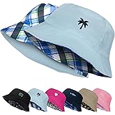 HONGTEYA Kids Sun Hat UPF 50+ Double Side Bucket Hats for Boys Girls Summer Sun Protection Wide Brim Unisex Beach Outdoor