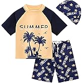 AIWUHE Toddler Boys Swimsuit Set Two Piece Shark Bathing Suit Boys' Swimwear Trunk and Rashguard Set 2-7Y