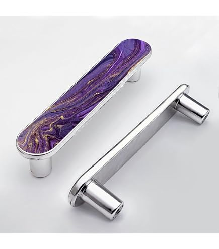NEWzone 4-Pack 5.6 Inch Black Cabinet Pulls – Tie Dye Floral Design, Stainless Steel Screws, 125mm Hole Center, ABS & Glass Kitchen Drawer Handles