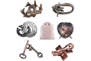Joyeee 6Pcs Metal Puzzle for Adults, Brain Teaser IQ Logic Game, Metal Wire Puzzles Set, Unlock Interlock Educational Toys fo