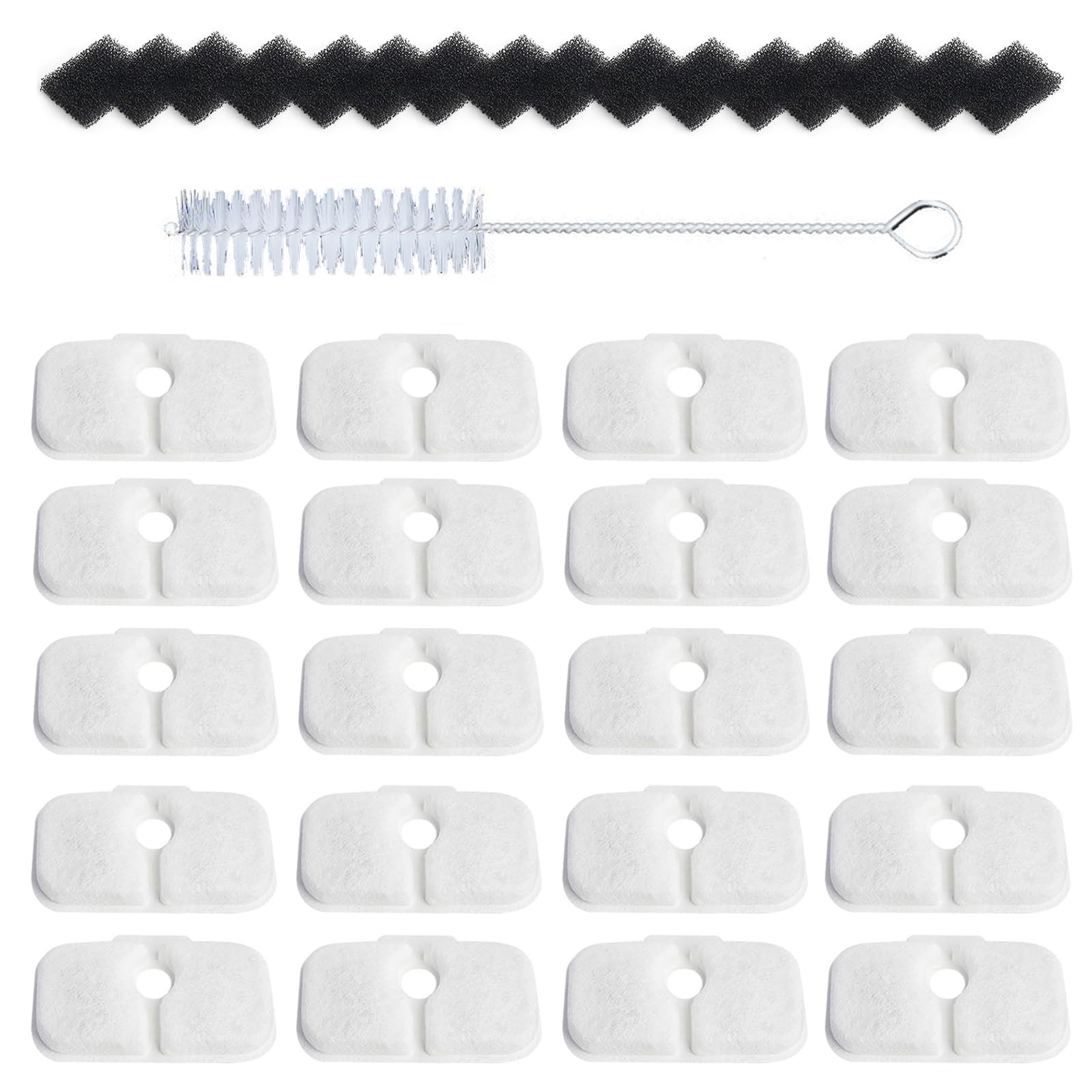 Photo 1 of 20 Pack Fountain Replacement Filters & 20 Pack Pre-Filter Sponges and a Cleaning Brush for PETLIBRO® Dockstream Cat Water Fountain PLWF005, PLWF105, PLWF115.