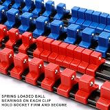 CASOMAN ABS Socket Organizer 6Pcs 1/4 3/8 1/2-Inch Blue Red Rails view 6