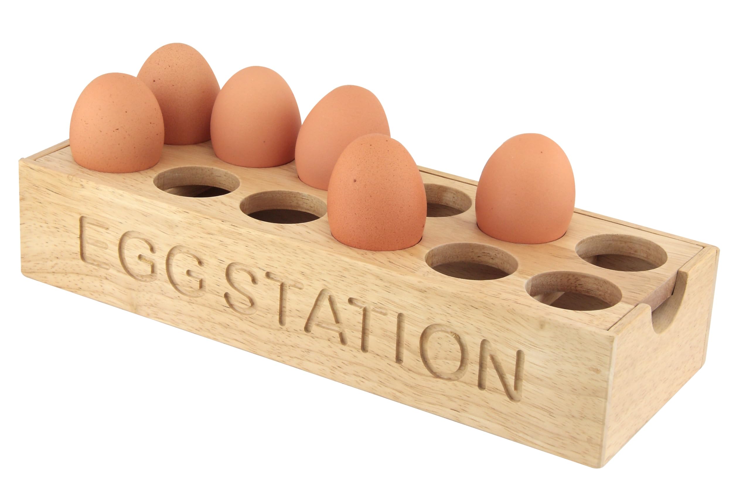 apollo THE HOUSEWARES BRAND 4567 RB Egg Station 12, Wood, Brown, 32 x 12 x 8 cm