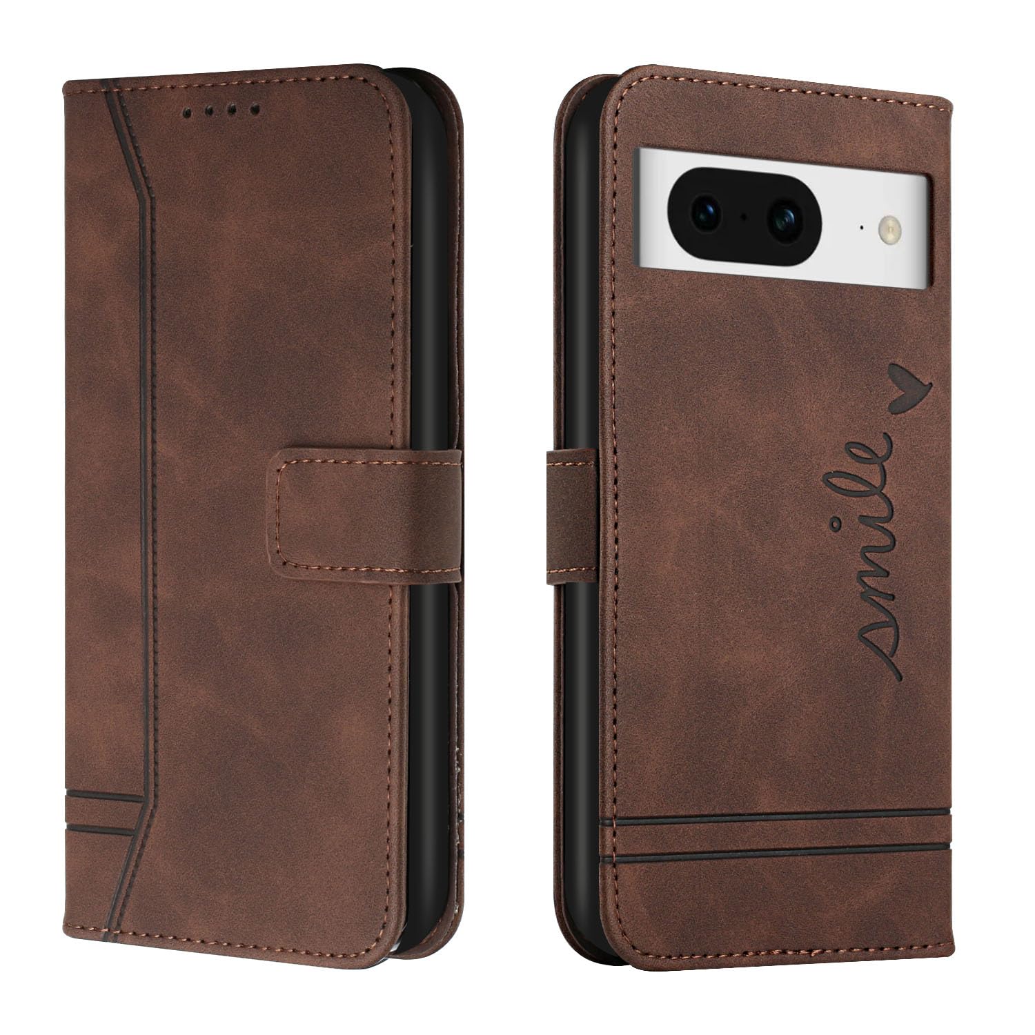 QIWEIQING Wallet Case for Google Pixel 8, Magnetic Flip Leather Case with Credit Block Card Slots Kickstand Shockproof Protective Cover Compatible for Google Pixel 8.Brown HX — image 1