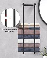 LIVEHITOP Towel Rack Wall Mounted 75cm Black Stainless Steel High Capacity view 4