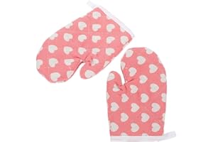 ibasenice Heat Resistant Oven Mitts Cotton Fabric Microwave Safe Kitchen Gloves for Baking Safety