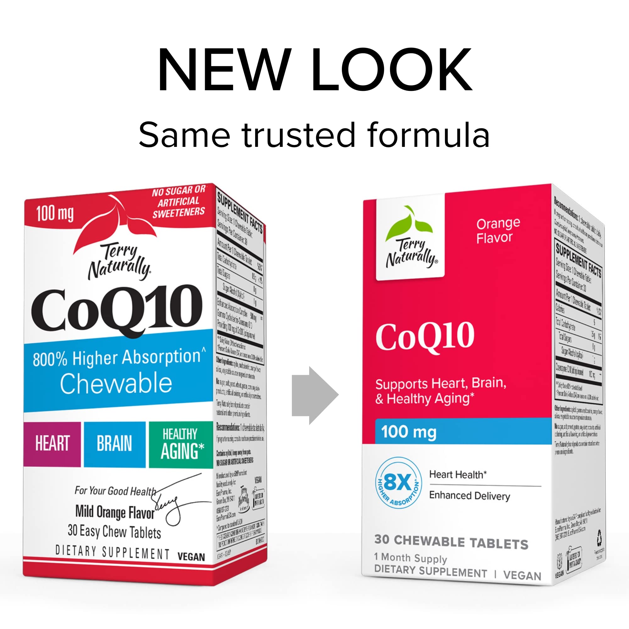 Terry Naturally CoQ10 Chewables - Cellular Energy Support Supplement - Higher Absorption CoQ10 Chewable Supplement - Nutritional Supplement to Aid Healthy Aging & Brain Health - 30 Chewables