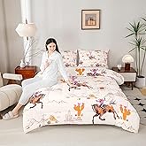 Erosebridal Western Cowgirl Twin Comforter Set,Wild West Horse Bedding Sets for Girls Kids Teen,Retro Cactus Mountain Quilt Bed Set,Rustic Country Vintage Bedroom Decor,1 Pillowcase Breathable