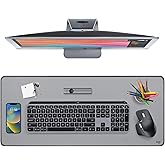 Logitech Studio Series Desk Mat Large 28x12 Inches - Mid Grey | Multifunctional large pad, extended mouse surface, office desk protector, anti-slip base, spill-resistant
