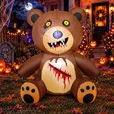 GOOSH 5 FT Halloween Inflatables Outdoor Decorations Teddy Bear Spooky Blow Up Yard Decor with Build-in LEDs for Halloween Party Indoor Lawn Yard Garden