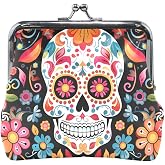 Small Coin Purse Coin Pouch Bags Change Purse Wallet for Women Skull Floral Mexican Pouch Mini Holder