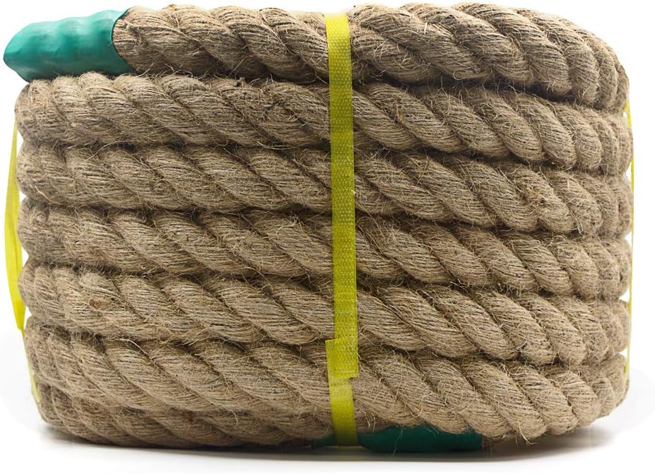 Aoneky Jute Rope - 1.18/1.5 Inch Twisted Hemp Rope for Crafts, Climbing, Anchor, Hammock, Nautical, Cat Scratching Post, Tug of War, Decorate (1 inch x 48 Feet) - - 