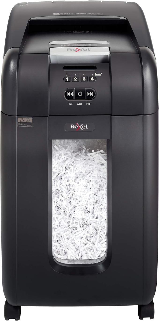 Rexel Auto+ 250X/300X Cross Cut Paper/CD/Credit Card Shredder with 300