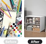 HCLRW Desktop Drawer Organizer Large White Stackable Storage Drawers view 3