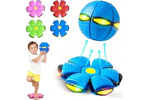 GENERIC Magic Meta Ball, Childrens Bouncing Metaball Toy, 2-in-1 Transforming Flying Saucer Balls with 6 LED Lights for Kids, Children, Pets, Indoor & Outdoor Play (Blue)