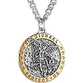 HZMAN St Michael The Archangel Catholic Medal Stainless Steel Amulet Pendant Necklace