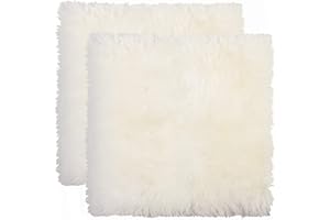 NATURAL DESIGN ARCHITECTURE LIFESTYLE N Set of 2, Natural Sheepskin Chairpad with Non-Slip Backing | 100% Real New Zealand Wool Sheepskin for Car Seat, Accent Chair, or Vanity Chair, Natural