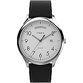 Timex Men's Modern Easy Reader 40mm Watch - Black Strap White Dial Silver-Tone Case
