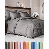 Duvet Cover Queen Size - Extra Soft Queen Size Duvet Cover - Lightweight & Breathable - Easy Care & Fade Free with Zipper Closures & Ties - 90" x 90" Inches - (Dark Grey) Comforter Not Included