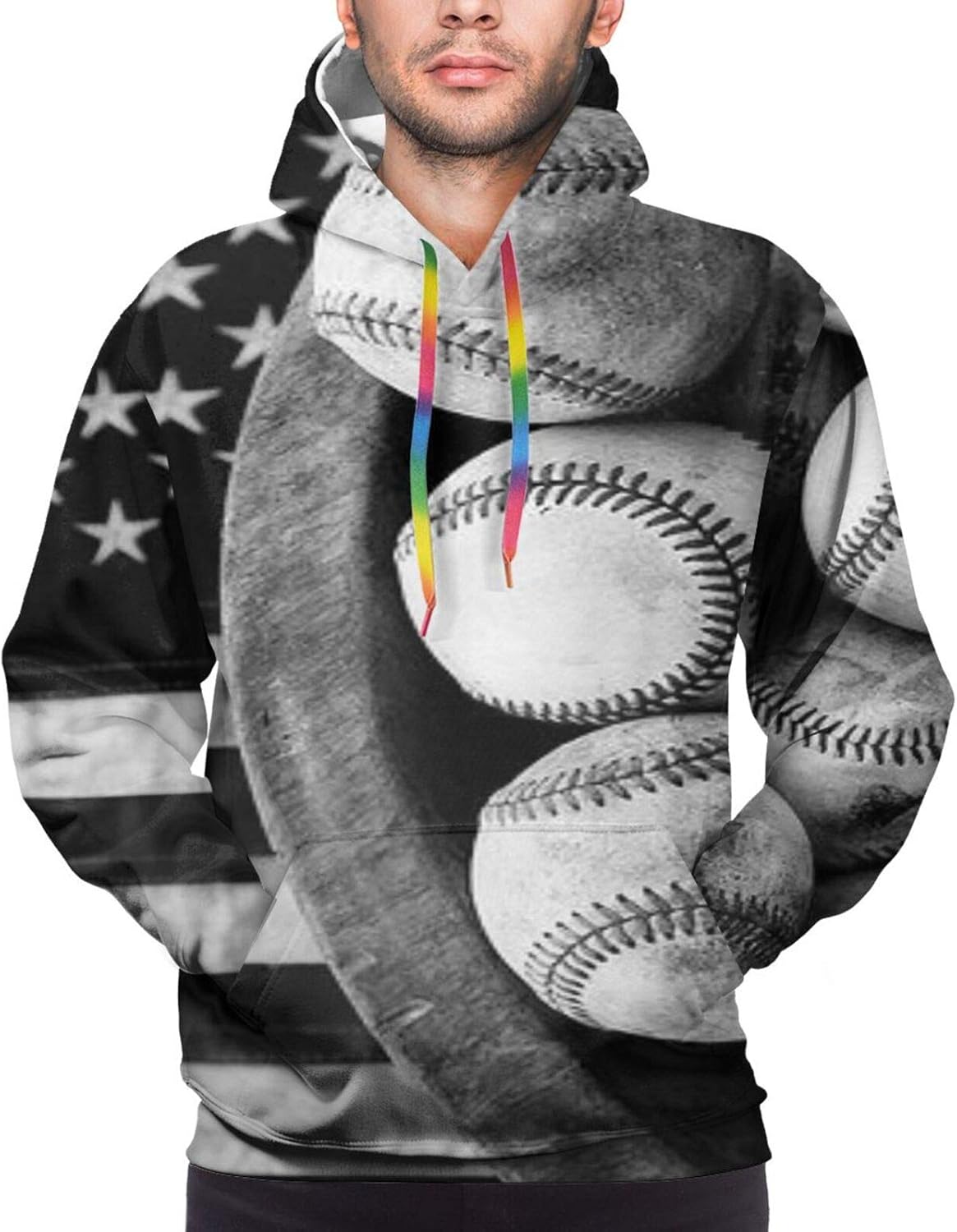 Men's Hoodie American Baseball Flag Unisex 3D Novelty Hoodies Pullover