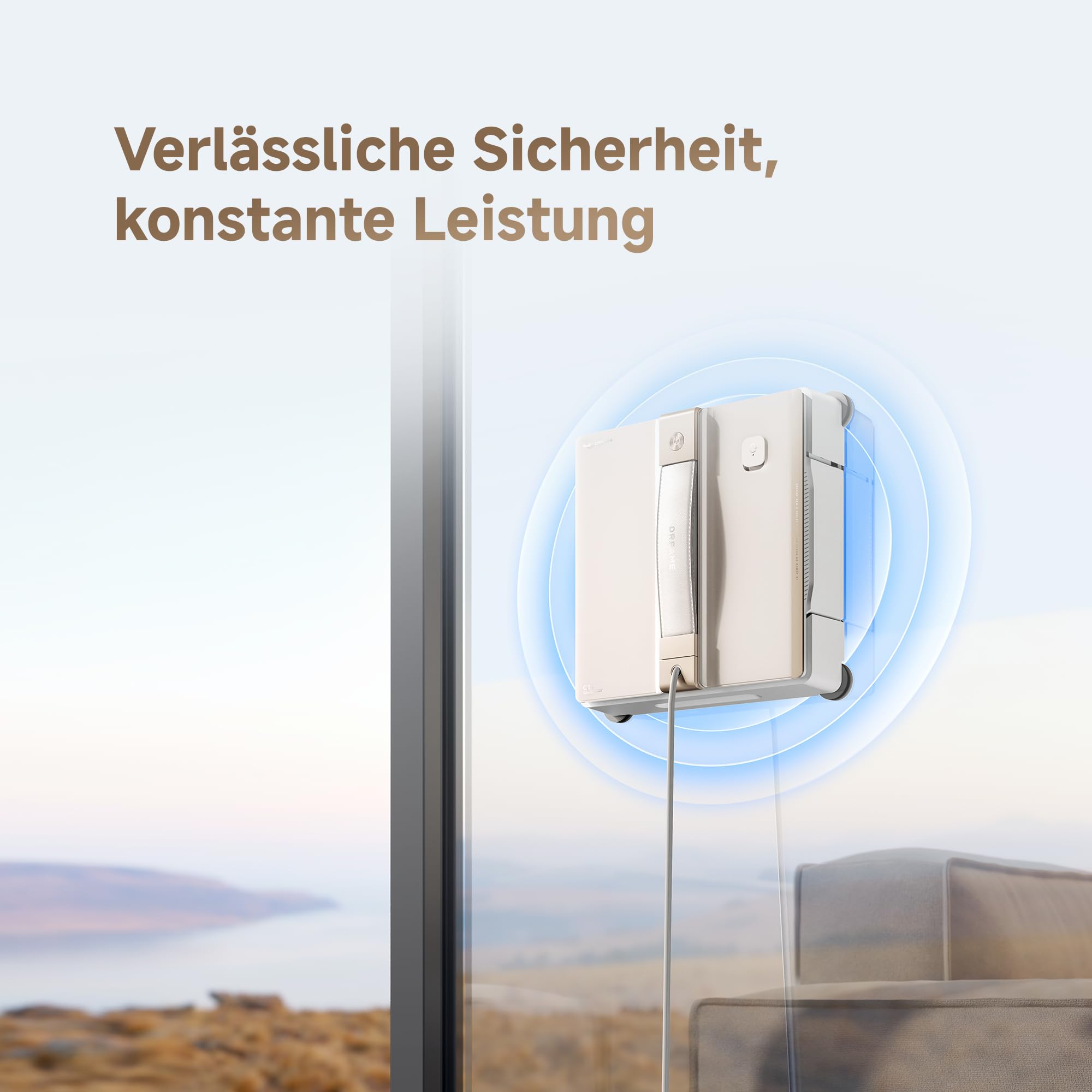dreame C1 Fensterputzroboter, 5.500 Pa Saugkraft, zuverlässiges Sicherheitskonzept, CornerClean-Technologie, gründliche Nassreinigung, Dual-Spray-Technologie, intelligente Planung des Reinigungswegs 5