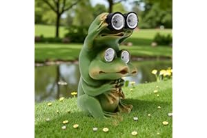 Juliahestia Garden Decor Outdoor Statue Yard Frog Solar Figurines Patio Art Home Outside Decorations Lawn Ornaments Gardening Gifts Ideas for Mom Mother Grandma Women Wife Sister