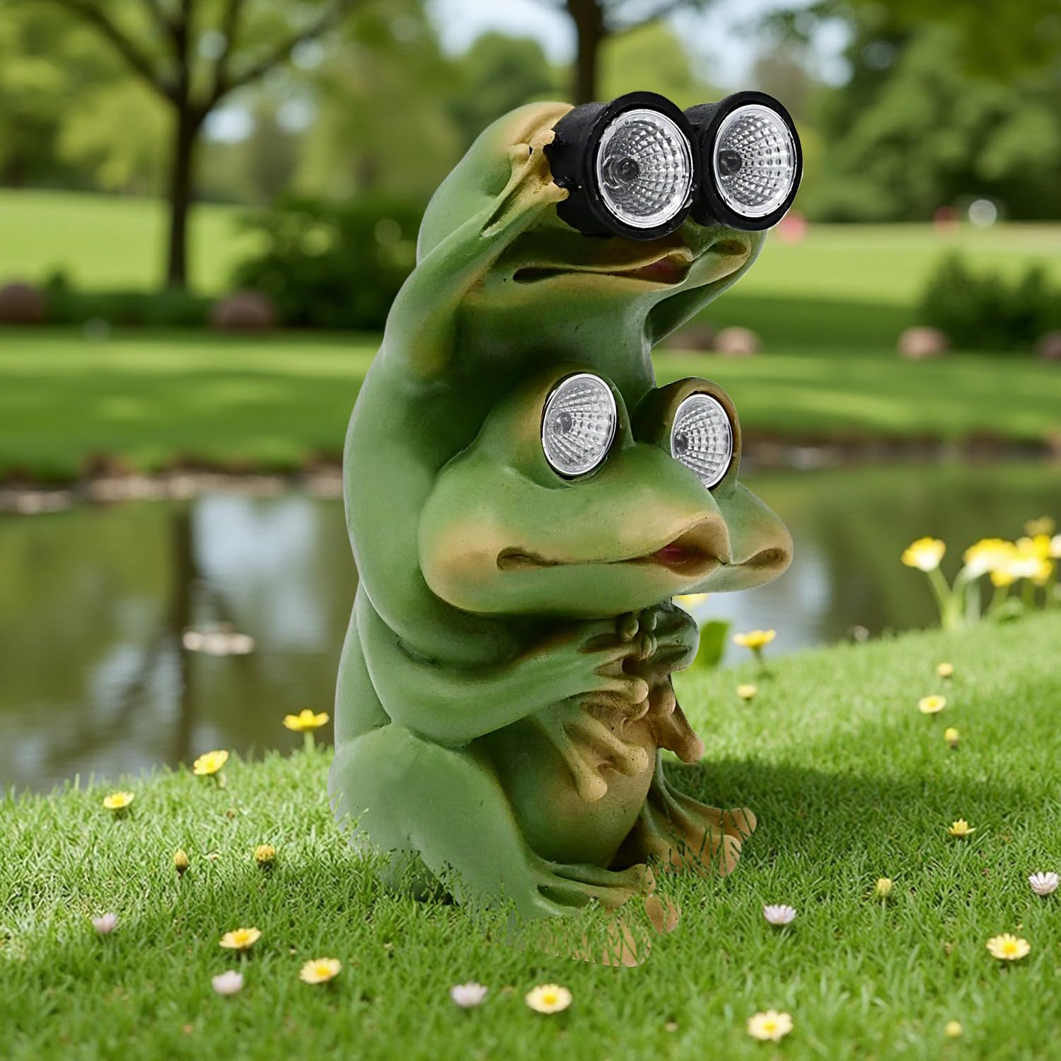 Photo 1 of Juliahestia Garden Decor Outdoor Statue Yard Frog Solar Figurines Patio Art Home Outside Decorations Lawn Ornaments Gardening Gifts Ideas for Mom Mother Grandma Women Wife Sister
