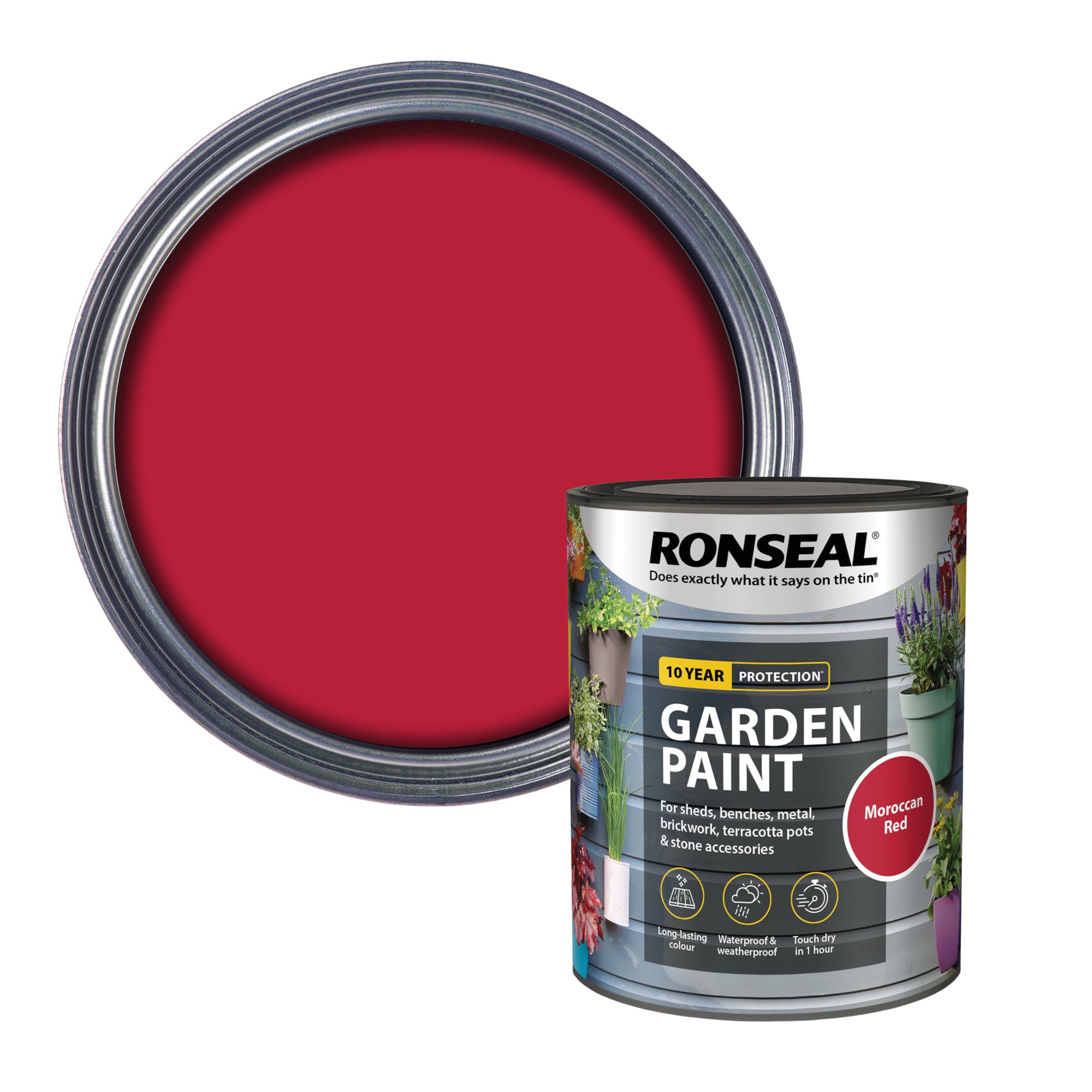 Ronseal RSLGPMR750 Garden Paint, Moroccan Red, 750 ml